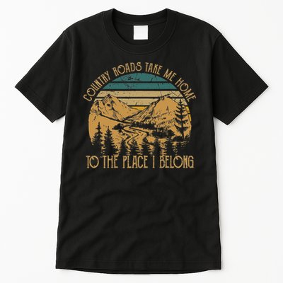 Funny Guitars Arts Country Roads Take Me Home Quotes Music Tall T-Shirt