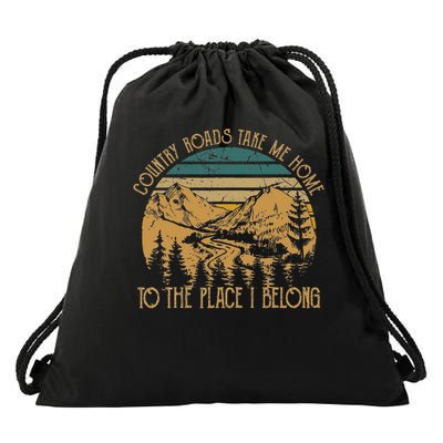 Funny Guitars Arts Country Roads Take Me Home Quotes Music Drawstring Bag