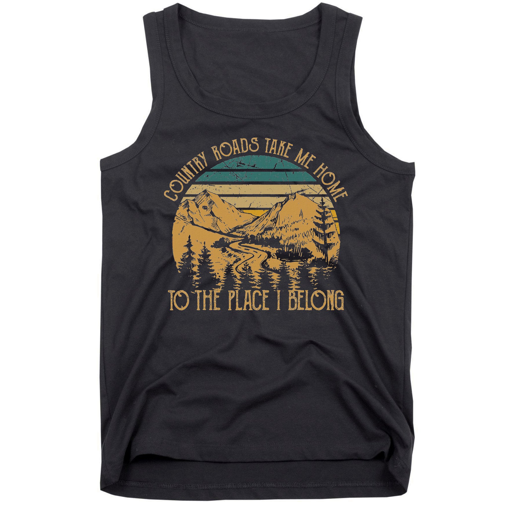 Funny Guitars Arts Country Roads Take Me Home Quotes Music Tank Top