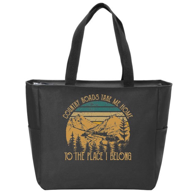 Funny Guitars Arts Country Roads Take Me Home Quotes Music Zip Tote Bag