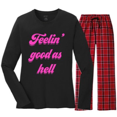 Feelin Good As Hell Women's Long Sleeve Flannel Pajama Set 