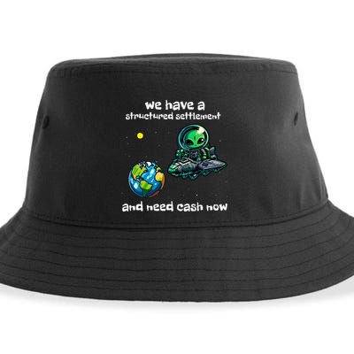 Funny Green Alien Extraterrestrial Ufo Finance Pun Sustainable Bucket Hat