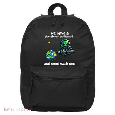 Funny Green Alien Extraterrestrial Ufo Finance Pun 16 in Basic Backpack
