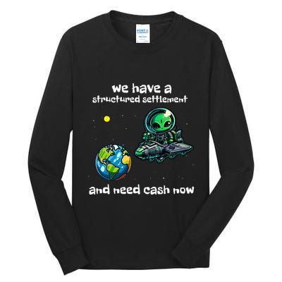 Funny Green Alien Extraterrestrial Ufo Finance Pun Tall Long Sleeve T-Shirt