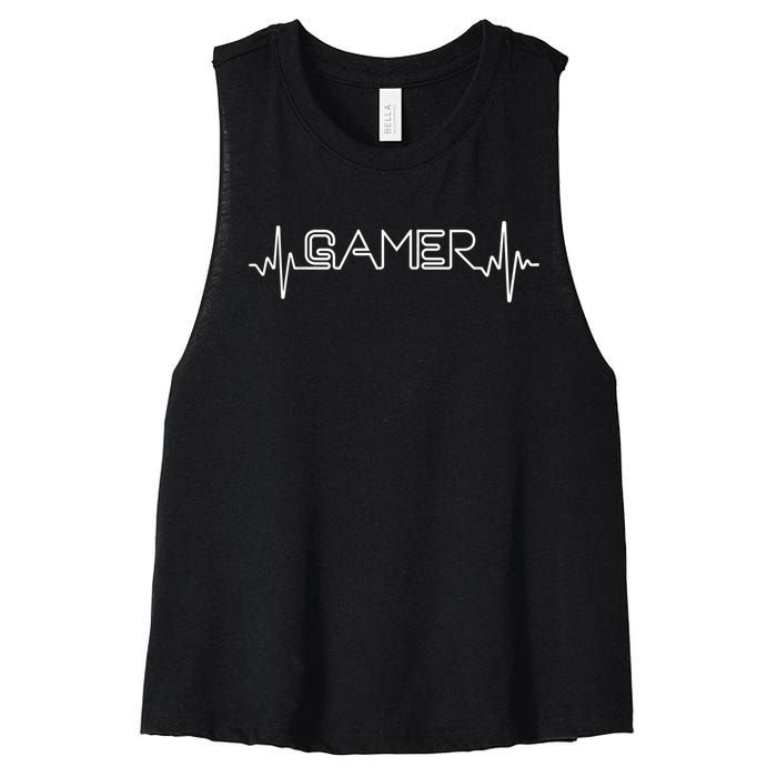 Funny Gaming Art For Men Women Ki Ds Gamers Video Game Player Women's Racerback Cropped Tank