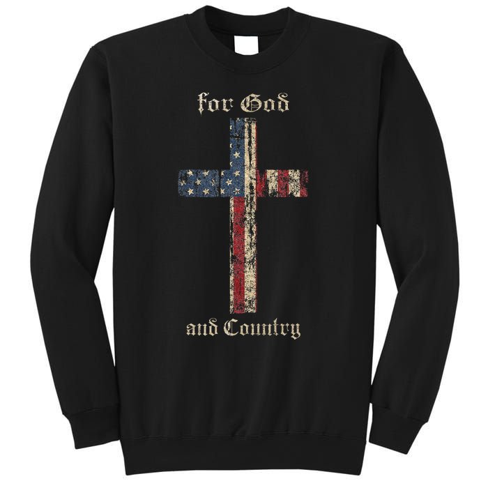 For God And Country Cross American Flag Faith Us Patriotic Sweatshirt