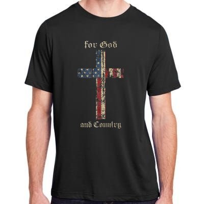 For God And Country Cross American Flag Faith Us Patriotic Adult ChromaSoft Performance T-Shirt