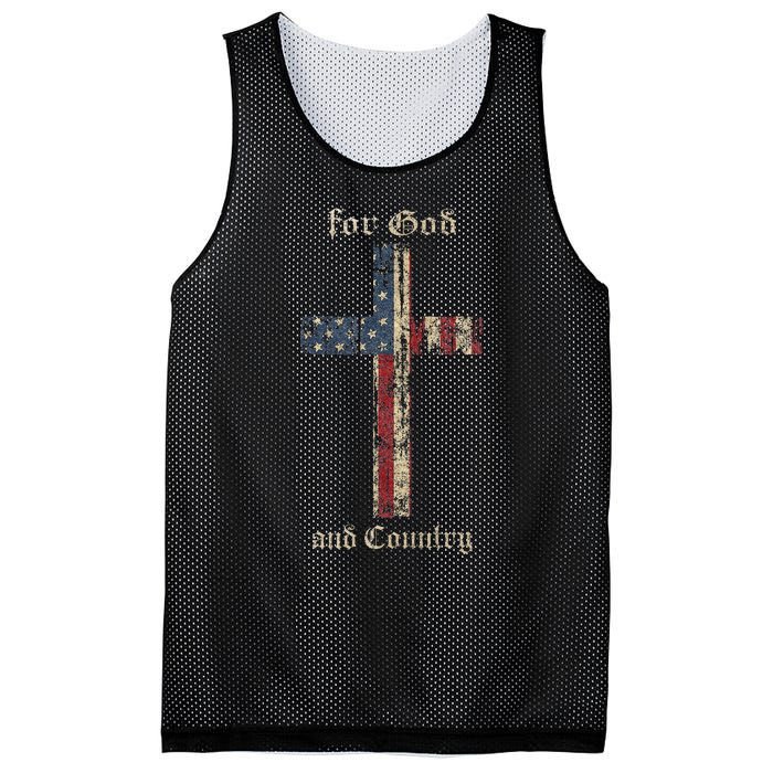 For God And Country Cross American Flag Faith Us Patriotic Mesh Reversible Basketball Jersey Tank