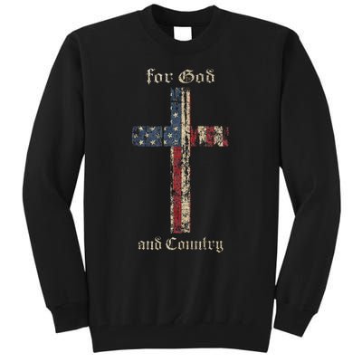 For God And Country Cross American Flag Faith Us Patriotic Tall Sweatshirt