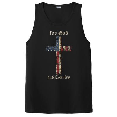 For God And Country Cross American Flag Faith Us Patriotic PosiCharge Competitor Tank