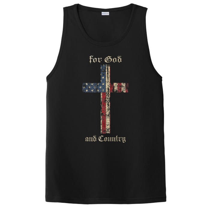 For God And Country Cross American Flag Faith Us Patriotic PosiCharge Competitor Tank