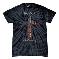 For God And Country Cross American Flag Faith Us Patriotic Tie-Dye T-Shirt