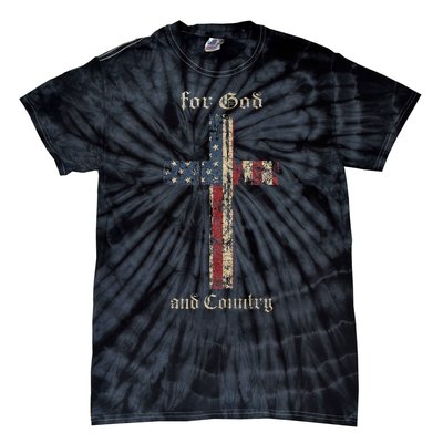 For God And Country Cross American Flag Faith Us Patriotic Tie-Dye T-Shirt