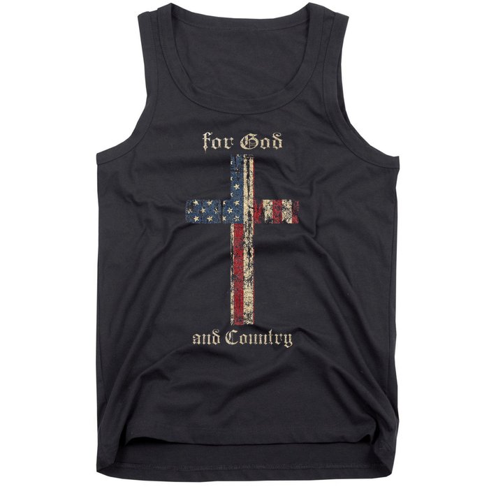 For God And Country Cross American Flag Faith Us Patriotic Tank Top