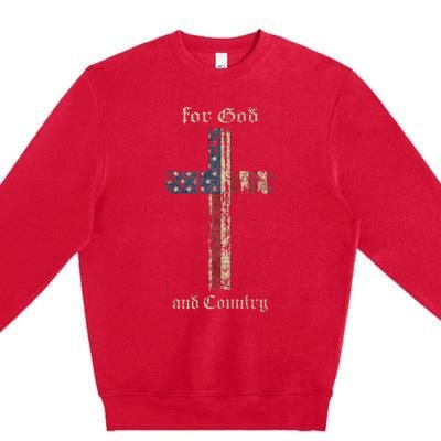 For God And Country Cross American Flag Faith Us Patriotic Premium Crewneck Sweatshirt