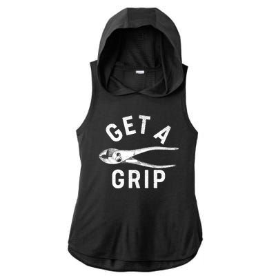 Funny Get A Grip Ladies PosiCharge Tri-Blend Wicking Draft Hoodie Tank