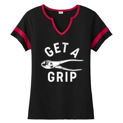 Funny Get A Grip Ladies Halftime Notch Neck Tee