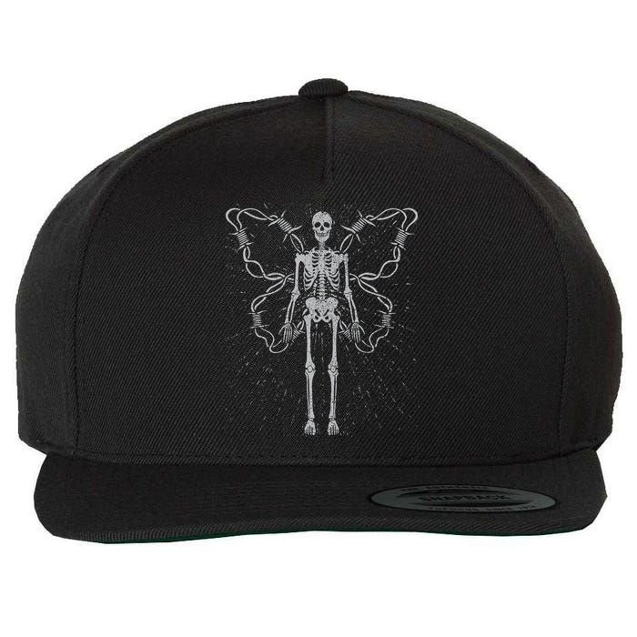 Fairy Grunge Aesthetic Fairycore Alt Goth Skeleton Wool Snapback Cap