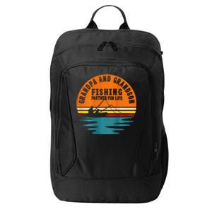 Funny Grandpa And Grandson Fans Of Fishing Hook And Reel City Backpack