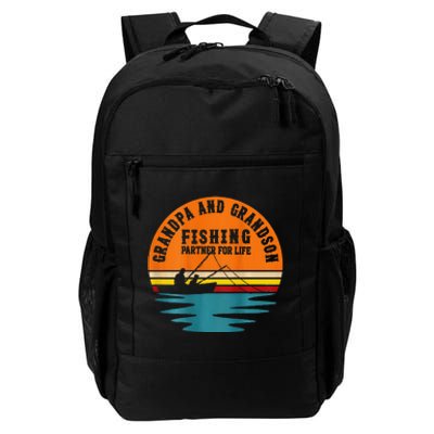 Funny Grandpa And Grandson Fans Of Fishing Hook And Reel Daily Commute Backpack