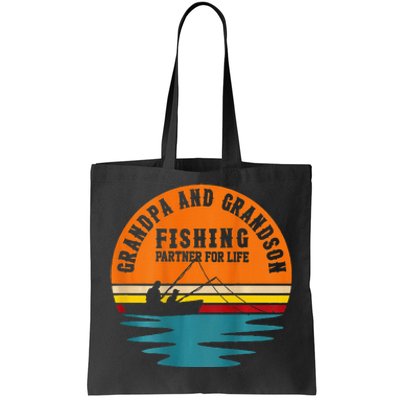 Funny Grandpa And Grandson Fans Of Fishing Hook And Reel Tote Bag