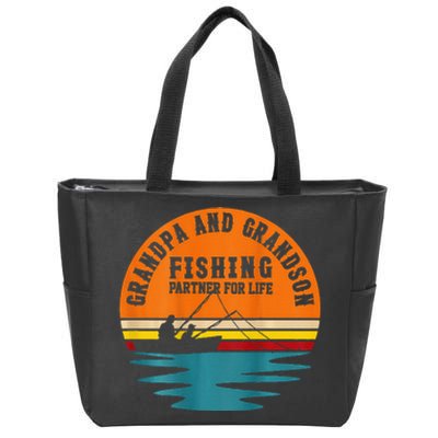 Funny Grandpa And Grandson Fans Of Fishing Hook And Reel Zip Tote Bag