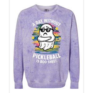 Funny Ghost A Day Without Pickleball Is Boo Sheet Colorblast Crewneck Sweatshirt