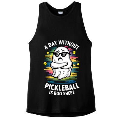 Funny Ghost A Day Without Pickleball Is Boo Sheet Ladies PosiCharge Tri-Blend Wicking Tank