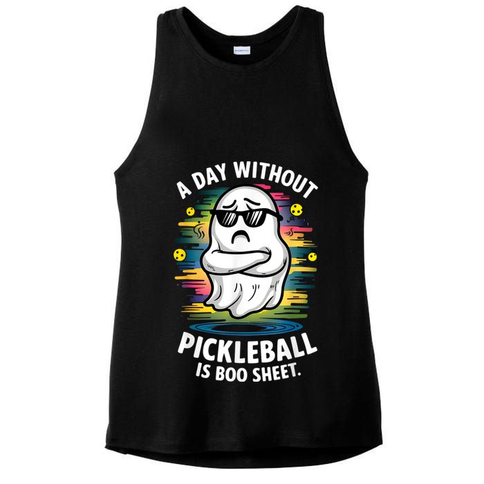 Funny Ghost A Day Without Pickleball Is Boo Sheet Ladies PosiCharge Tri-Blend Wicking Tank