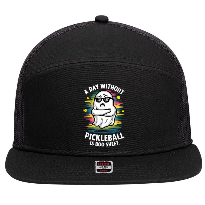 Funny Ghost A Day Without Pickleball Is Boo Sheet 7 Panel Mesh Trucker Snapback Hat