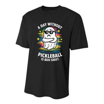 Funny Ghost A Day Without Pickleball Is Boo Sheet Youth Performance Sprint T-Shirt