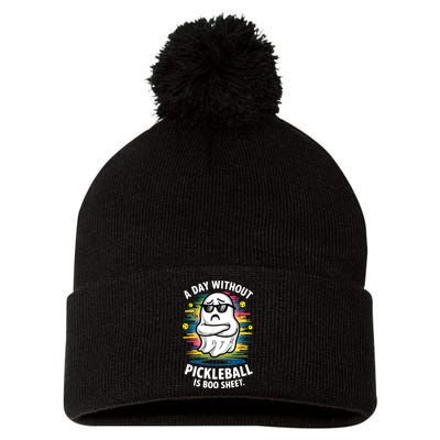 Funny Ghost A Day Without Pickleball Is Boo Sheet Pom Pom 12in Knit Beanie