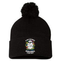 Funny Ghost A Day Without Pickleball Is Boo Sheet Pom Pom 12in Knit Beanie