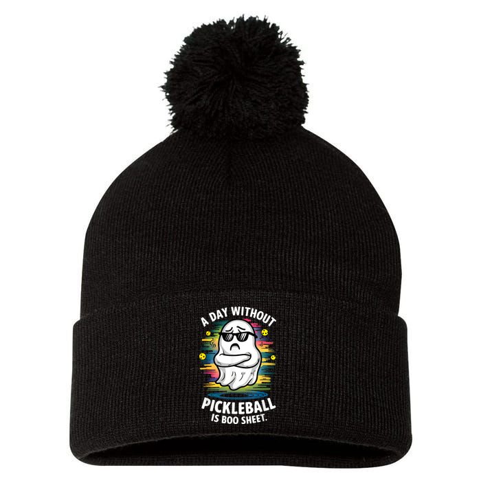Funny Ghost A Day Without Pickleball Is Boo Sheet Pom Pom 12in Knit Beanie