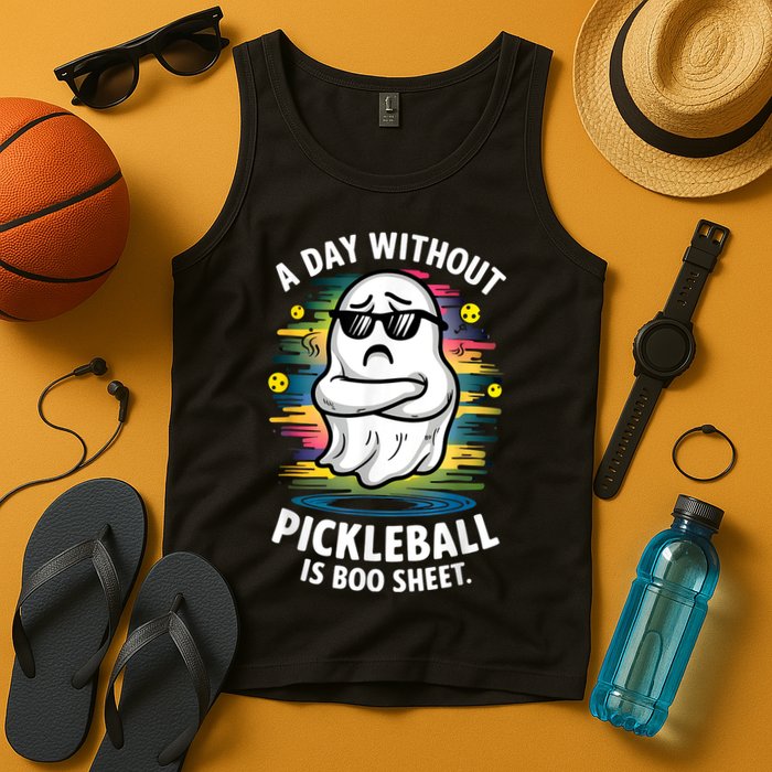 Funny Ghost A Day Without Pickleball Is Boo Sheet Tank Top