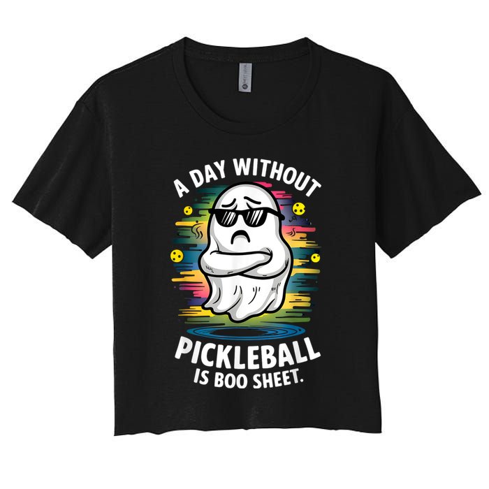 Funny Ghost A Day Without Pickleball Is Boo Sheet Crop Top