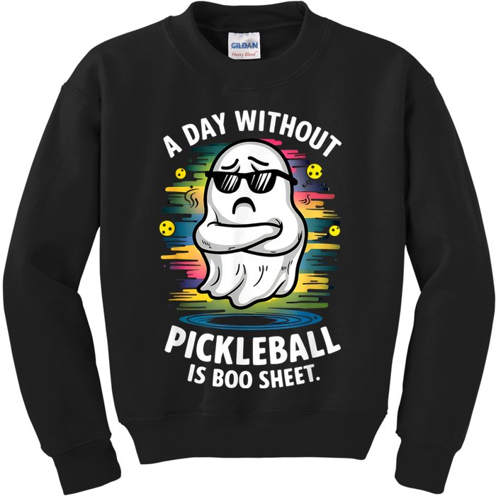 Funny Ghost A Day Without Pickleball Is Boo Sheet Kids Sweatshirt