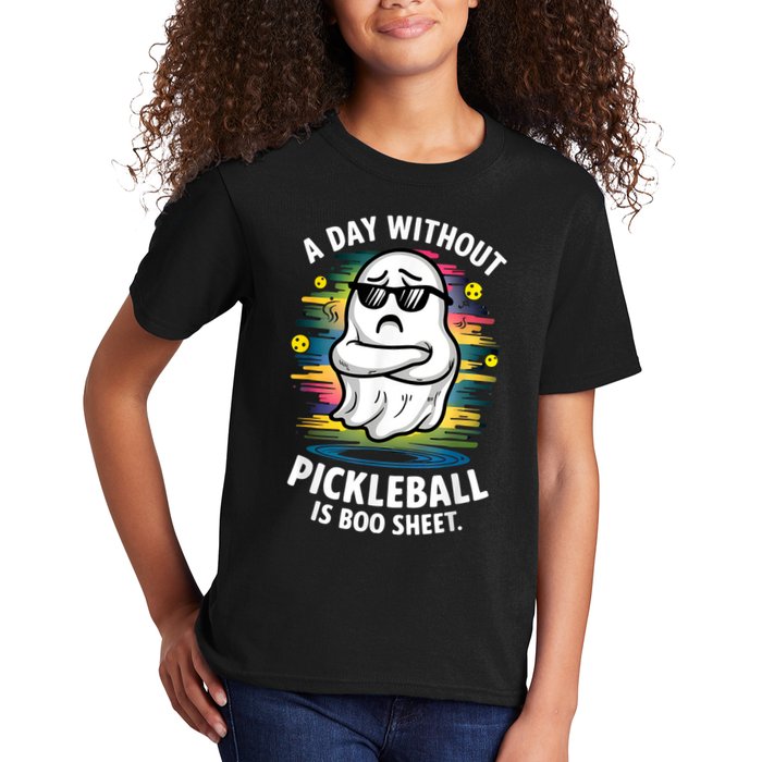 Funny Ghost A Day Without Pickleball Is Boo Sheet Kids T-Shirt