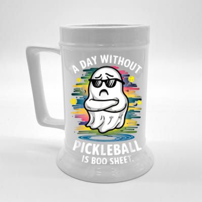 Funny Ghost A Day Without Pickleball Is Boo Sheet Beer Stein