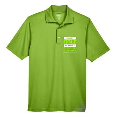 Funny Golf And Preschool Teacher Slogan Print Men's Origin Performance Piqué Polo