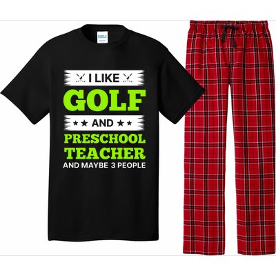 Funny Golf And Preschool Teacher Slogan Print Pajama Set