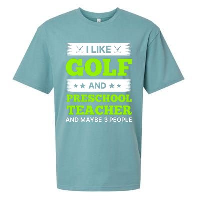 Funny Golf And Preschool Teacher Slogan Print Sueded Cloud Jersey T-Shirt