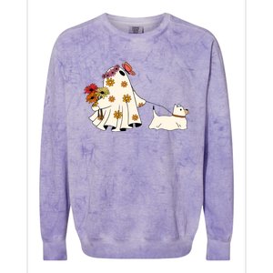 Funny Ghost And Dog Halloween Colorblast Crewneck Sweatshirt