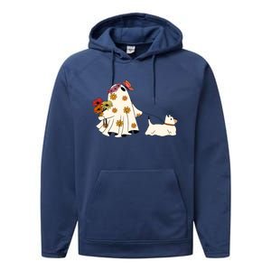 Funny Ghost And Dog Halloween Performance Fleece Hoodie