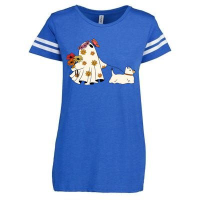 Funny Ghost And Dog Halloween Enza Ladies Jersey Football T-Shirt