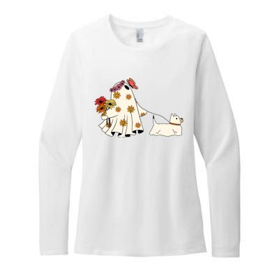 Funny Ghost And Dog Halloween Womens CVC Long Sleeve Shirt