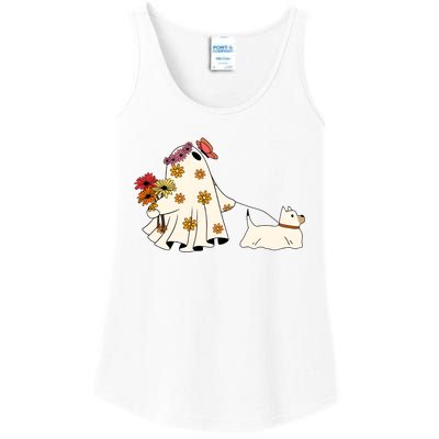 Funny Ghost And Dog Halloween Ladies Essential Tank