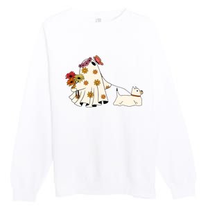 Funny Ghost And Dog Halloween Premium Crewneck Sweatshirt