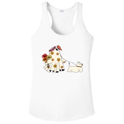 Funny Ghost And Dog Halloween Ladies PosiCharge Competitor Racerback Tank