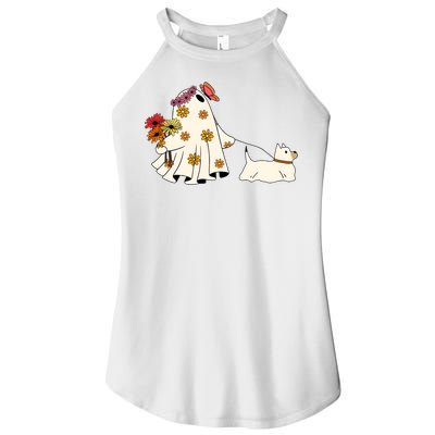 Funny Ghost And Dog Halloween Women's Perfect Tri Rocker Tank